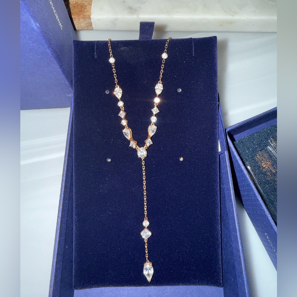 Swarovski Y Necklace Rose Gold